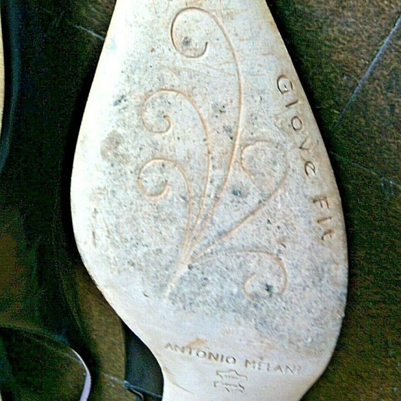 Antonio Melani Women's Glove Fit Black Leather Square Toe Ankle Strap Heels Bows - Picture 7 of 16